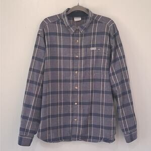 Columbia Blue Plaid Heavyweight Flannel Shirt - Size L